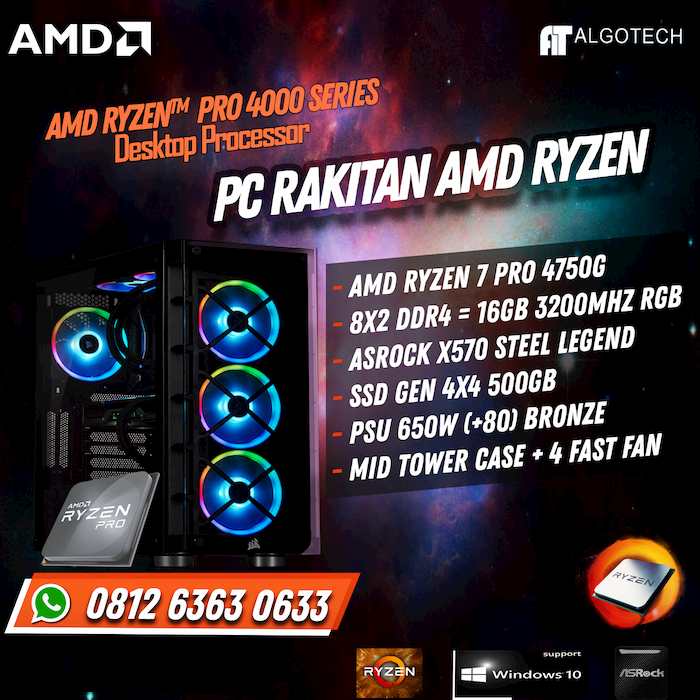 beli Komputer PC Rakitan Gaming - AMD Rayzen 7 Pro 4750G