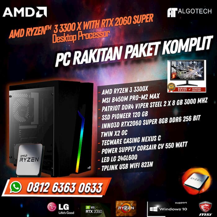 Paket PC Rakitan Amd Ryzen 3 Komplit VGA 8 GB 256 Bit